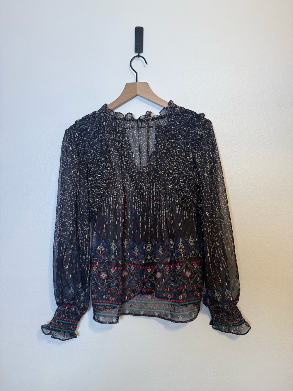 Anthropologie Forever That Girl Sheer Ruffled Blouse - Picture 4 of 5
